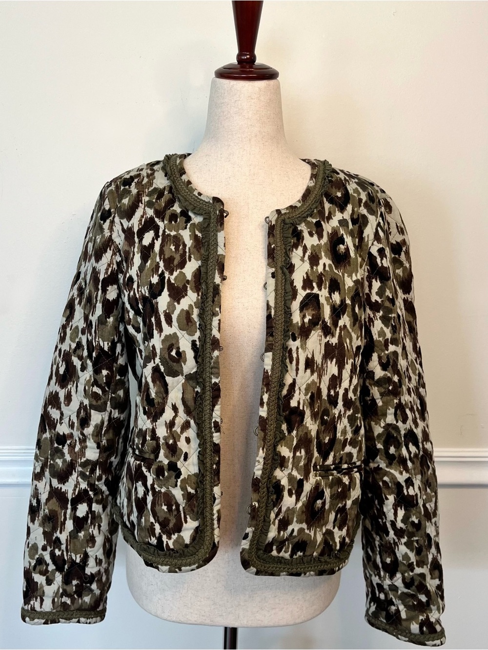 J. Crew Leopard Print Ruffle Trim Cardigan Sweater